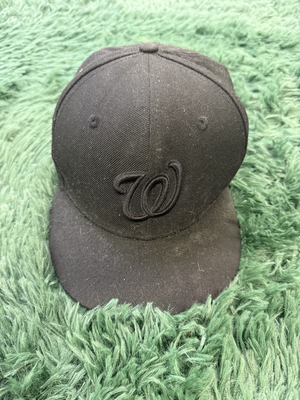 New Era 59FIFTY Washington Nationals MLB Fitted Hat Cap Black Size 7 1/8 56.8CM